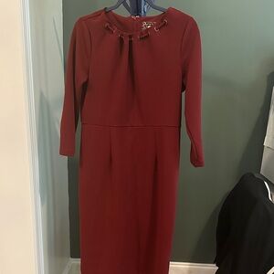 Spense Burgundy Long Sleeve Sheath Dress Work